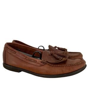 Bass Bombay Loafers Shoes Men's Size 11.5 Brown Tassel Leather Slip On Moc Toe